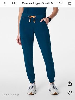 Figs Deep Reef Zamora Scrub Pants with Orange Drawstring
